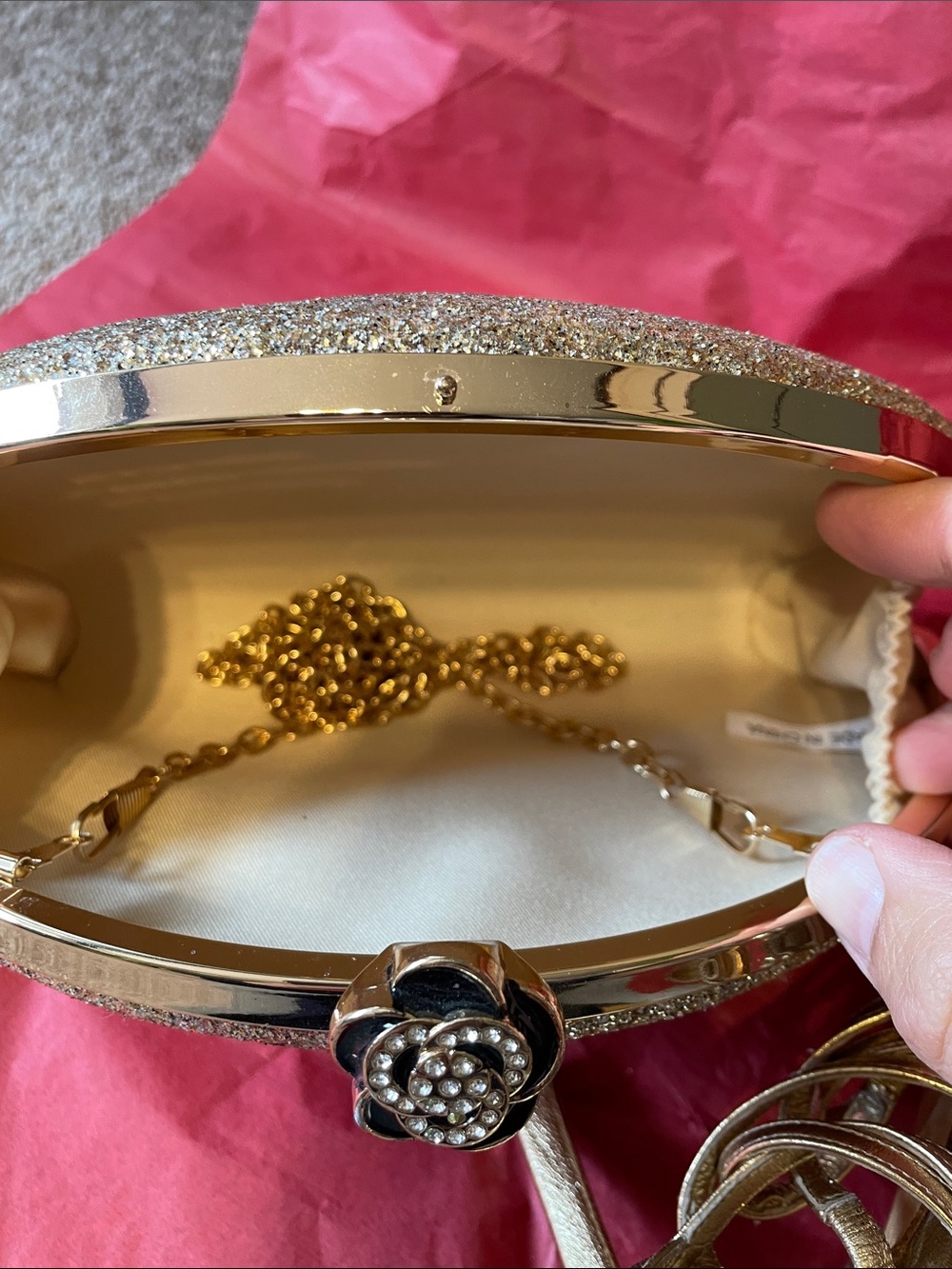 Manolo Blahnik Metallic Gold Multi-Strap Heeled Sandals - bonus cute gold clutch - Picture 12 of 14